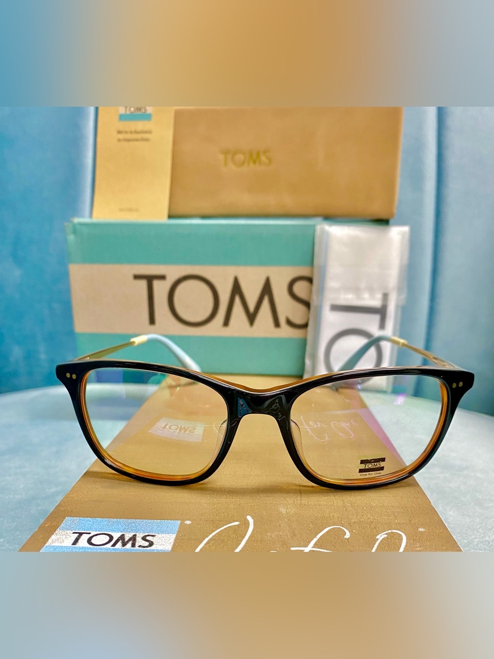 Brand New TOMS Brown Havana Crystal JENKINS Eyeglasses Semi Cat-eye RX